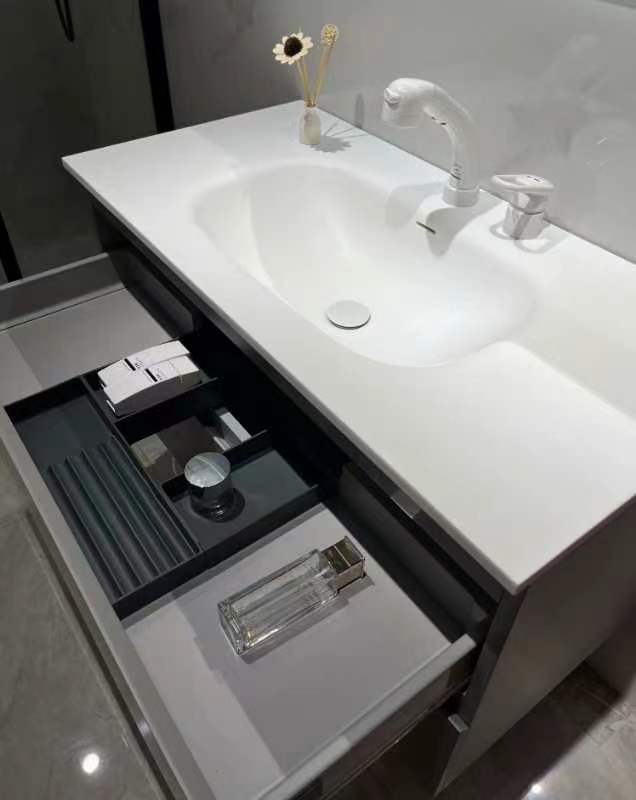 Dessus de meuble-lavabo en quartz peint en galets pour vasques