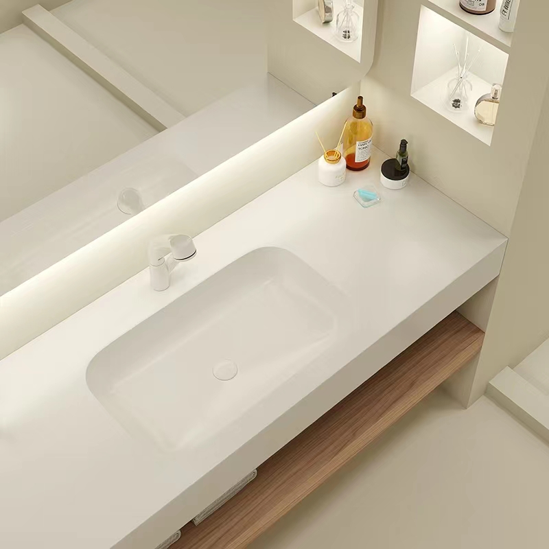 Dessus de meuble-lavabo en quartz à surface solide en galets pour vasques