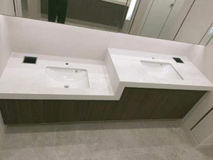 bois double vasque Quartz Vanity Top pour salle de bain